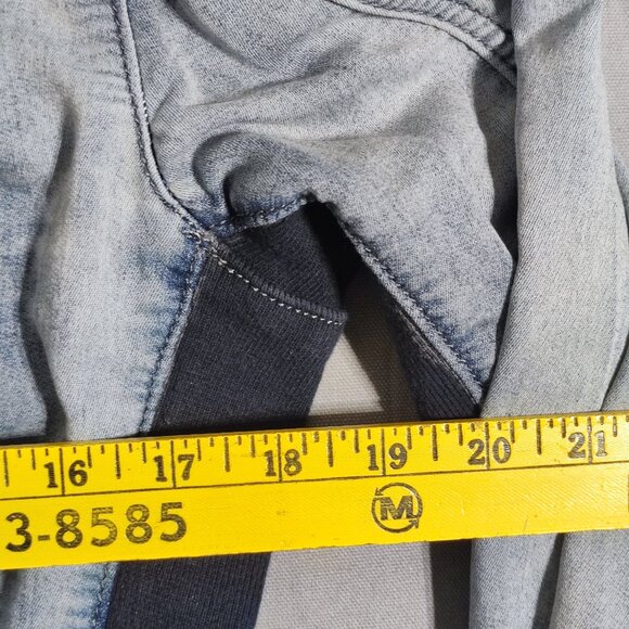 Parasuco jean jacket crop women's sz M hard washed denim blue distressed design - Picture 9 of 11